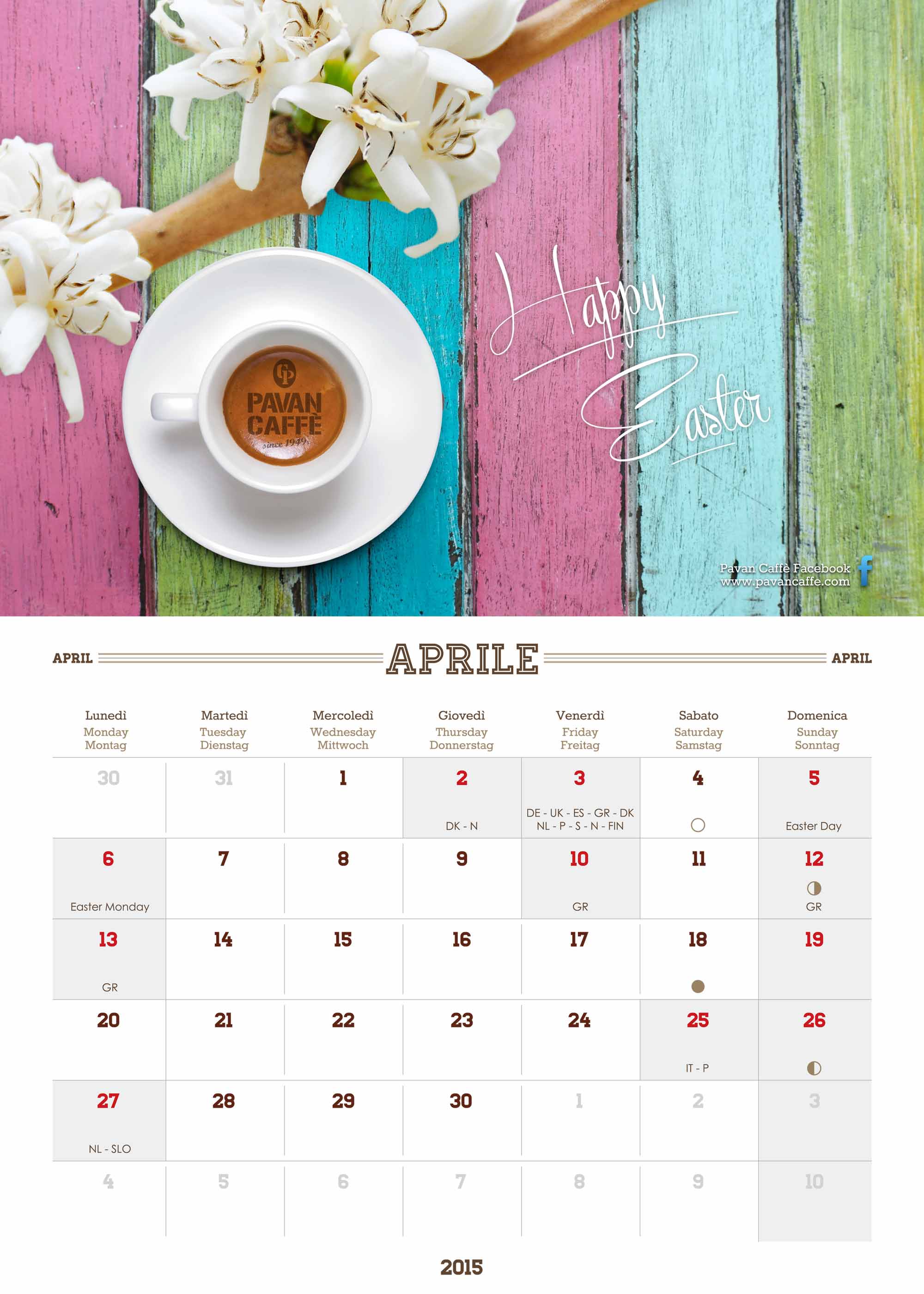 Pavan Caffè calendario Aprile 2015