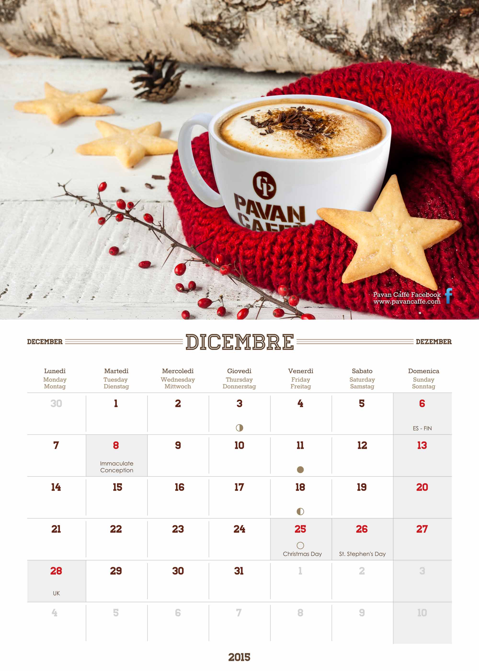 Pavan Caffè calendario Dicembre 2015