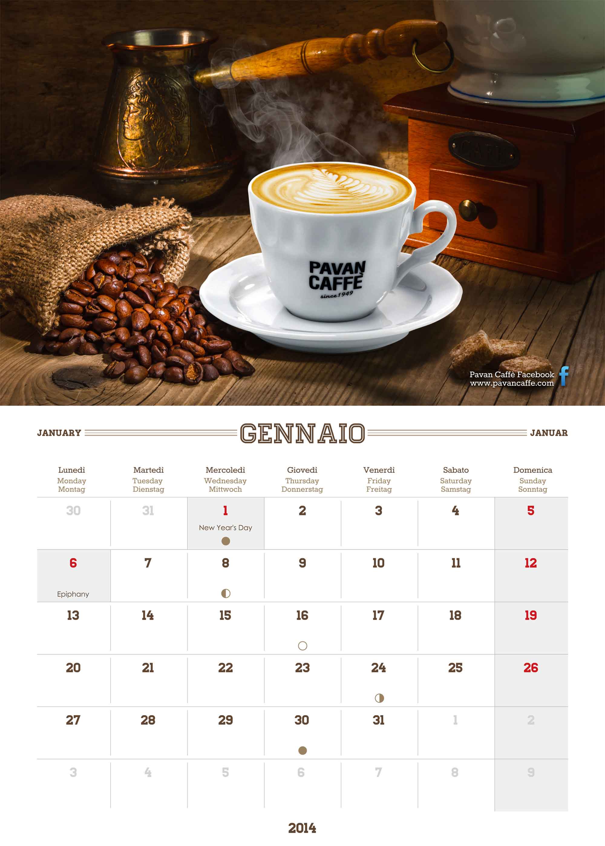 Pavan Caffè 2014 Kalender Januar