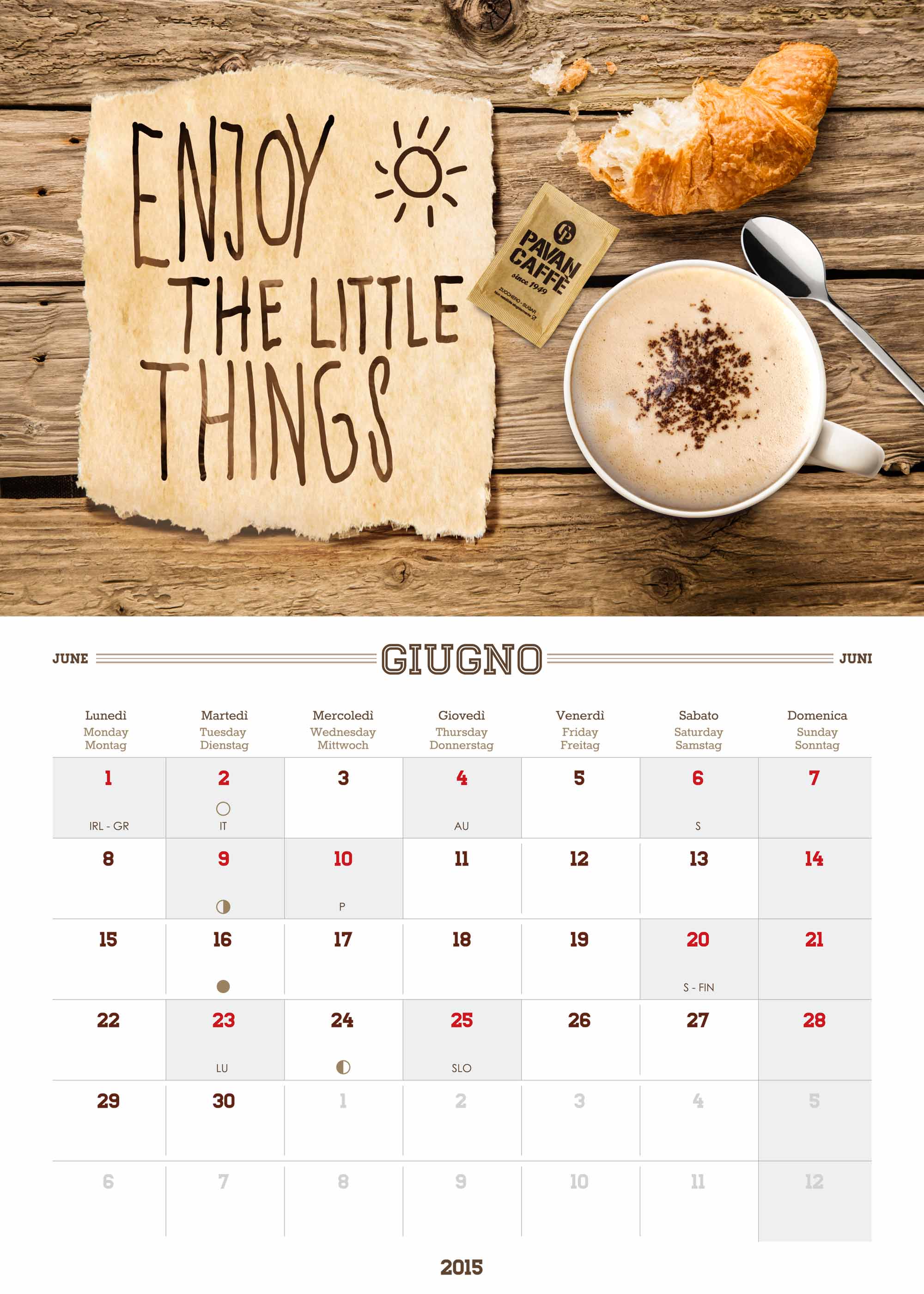 Pavan Caffè calendario Giugno 2015