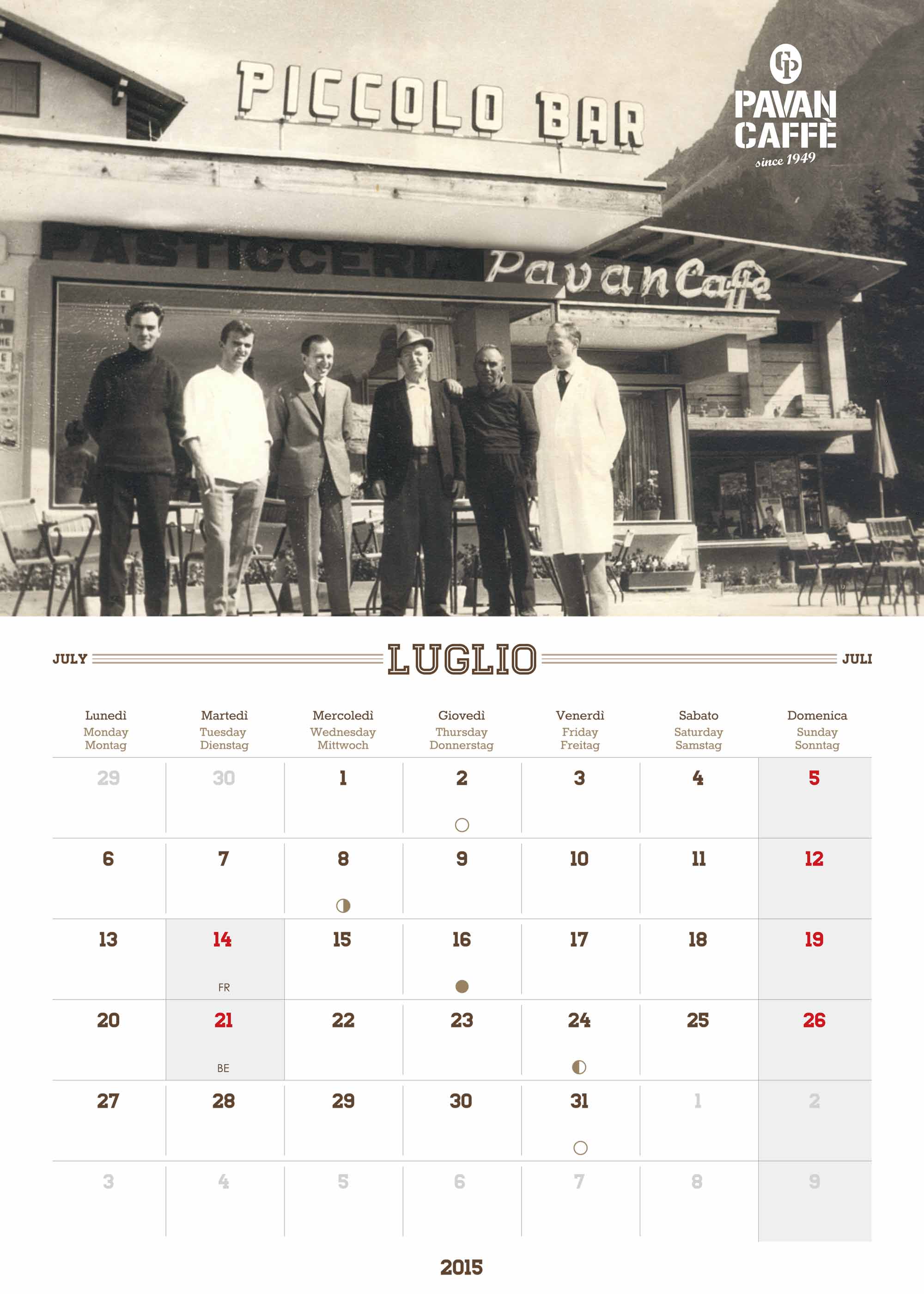 Pavan Caffè calendario Luglio 2015