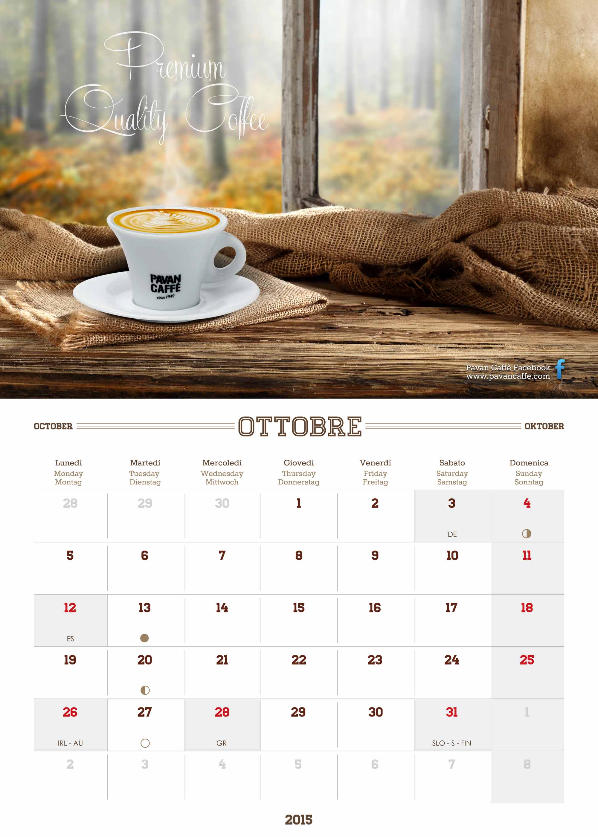 Pavan Caffè calendario Ottobre 2015